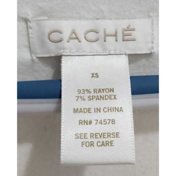 Cache Women's 3/4 Sleeve Zip Sweetheart Neck Knit Corset Style Top White Size XS - Picture 6 of 11